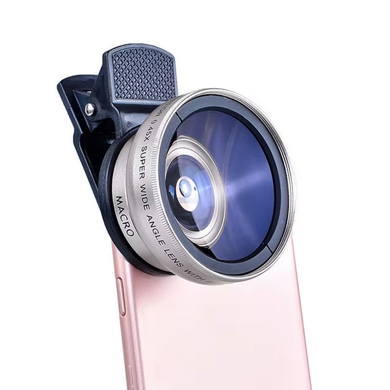 2 Functions Mobile Phone Lens 0.45X Wide Angle Len & 12.5X Macro HD Camera Lens Universal for Iphone Android Phone Smartphone