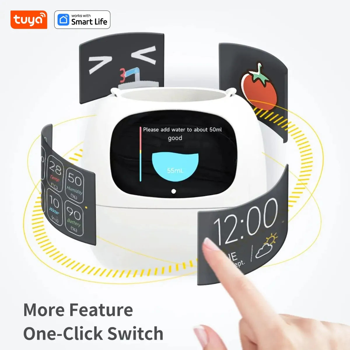 Tuya Ivy Smart Planter,Endless Fun over 49 Rich Expressions,7 Smart Sensors,Ai Chips Make Raising Plants Easy and Fun