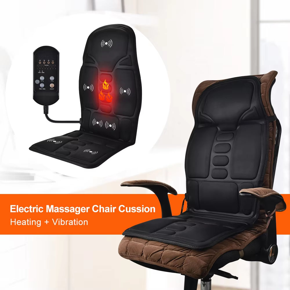 Massager Chair Pad Electric Heating Vibrating Cervical Neck Back Body Cushion Massag for Car Home Lumbar Mattress