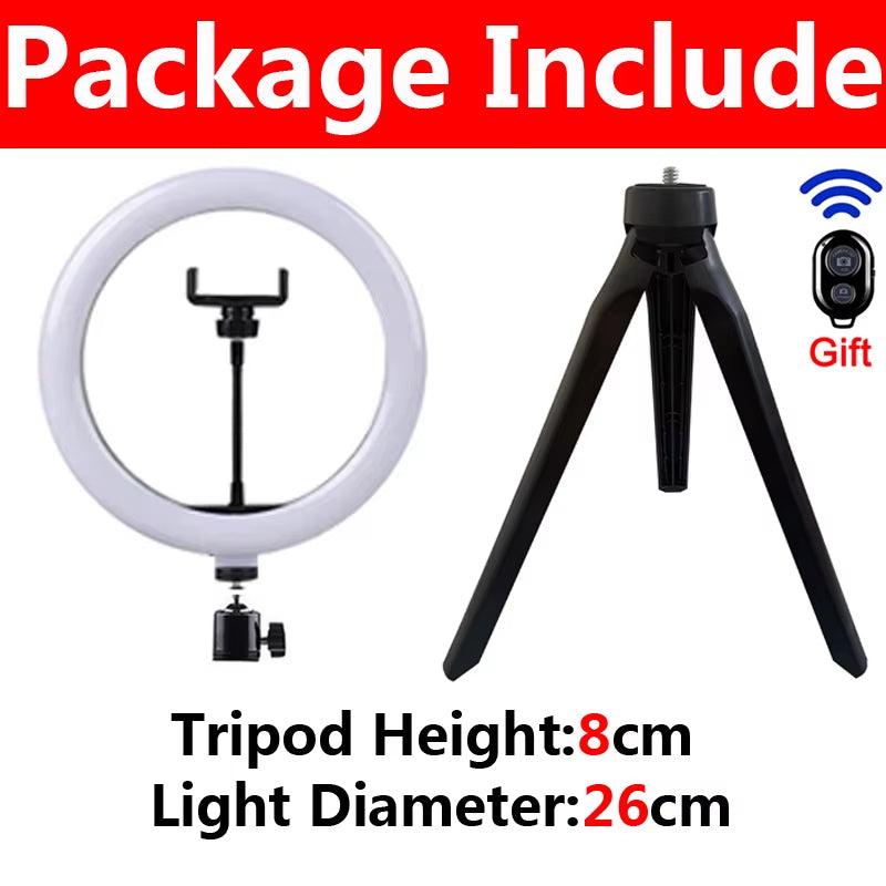 LED Selfie Ring Lighting Photographic Selfie Ring Lamp USB Remote Fill Light for Youtube Tiktok Video Live Phone Holder & Tripod