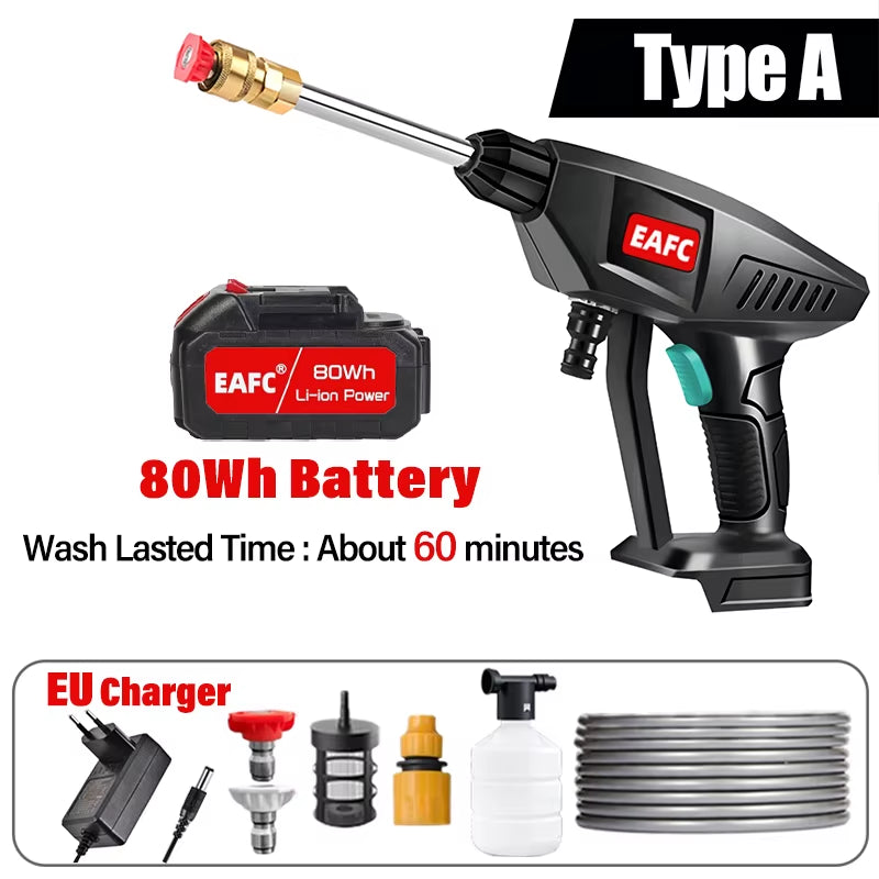 500W Portable High Pressure Car Washer Rechargeable Car Washing Gun Electric Water Gun Foam Machine for 21V Makita Battery