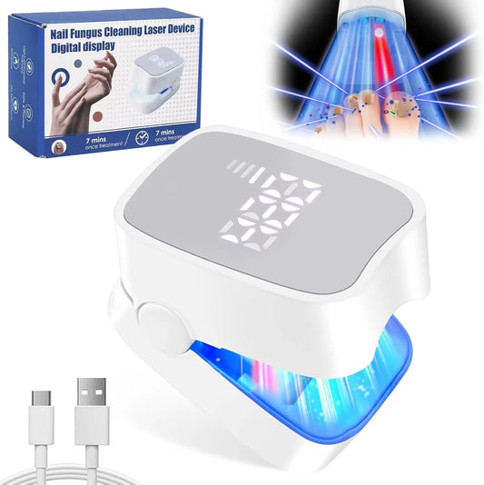 Nail Fungus Treatment LED Laser Device for Cleaning Onychomycosis USB Charge 905Nm Infrared Light 470Nm Blue Light Nail Salon