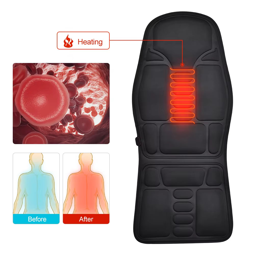 Massager Chair Pad Electric Heating Vibrating Cervical Neck Back Body Cushion Massag for Car Home Lumbar Mattress