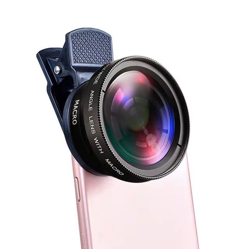 2 Functions Mobile Phone Lens 0.45X Wide Angle Len & 12.5X Macro HD Camera Lens Universal for Iphone Android Phone Smartphone