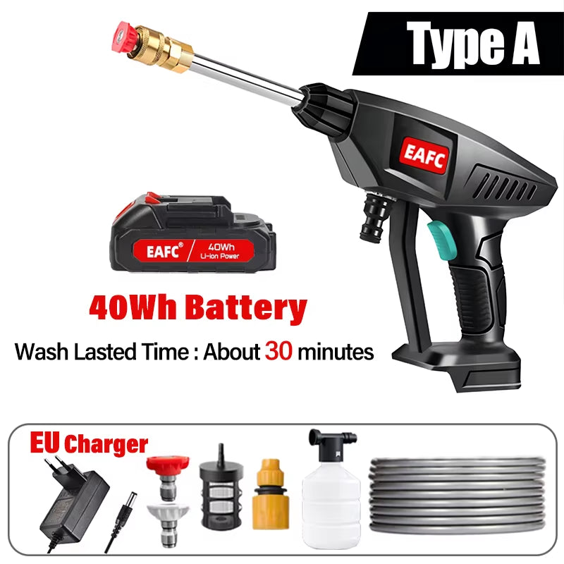 500W Portable High Pressure Car Washer Rechargeable Car Washing Gun Electric Water Gun Foam Machine for 21V Makita Battery