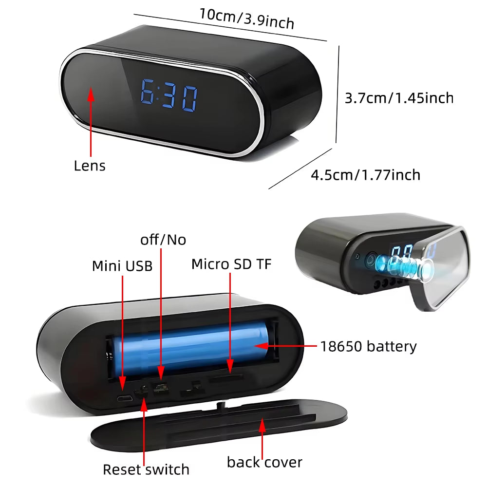 1080P Wifi Mini Camera Full HD Clock Camera with Movement Detect Night Vision for Home and Office Surveillance