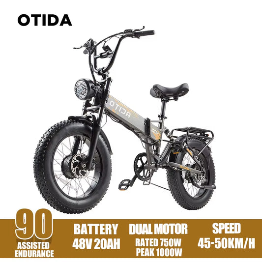 NEW R7 Dual Drive 2500W50KM/H Foldable Electric Bicycle 48V20AH Lithium Battery 20 Inch 4.0 Fatbike Electric Bike