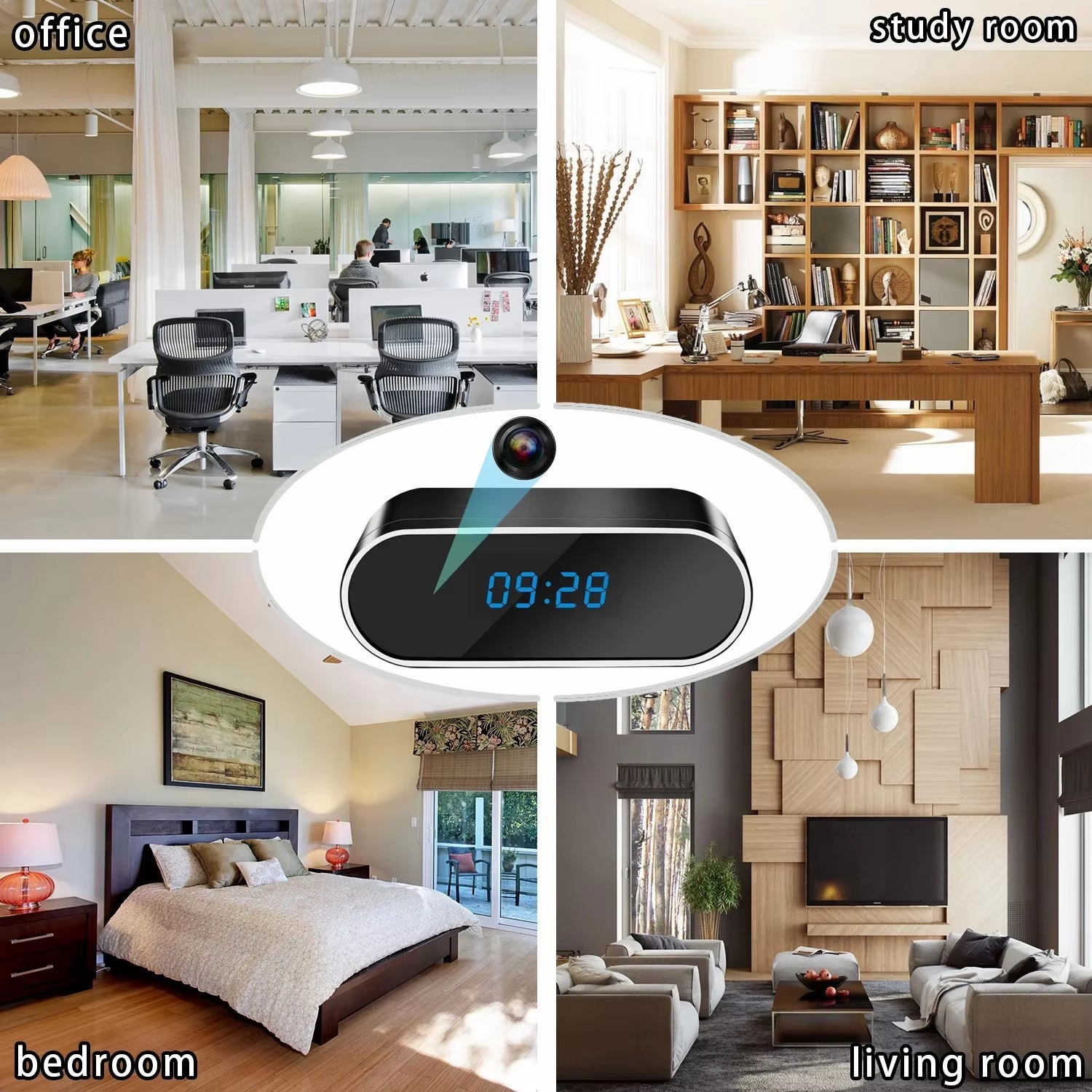 1080P Wifi Mini Camera Full HD Clock Camera with Movement Detect Night Vision for Home and Office Surveillance